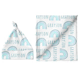 Sugar + Maple Large Blanket & Hat Set - Rainbow Blue - Tadpole