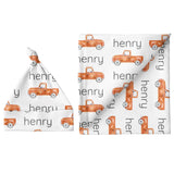 Sugar + Maple Large Blanket & Hat Set - Truck Orange - Tadpole