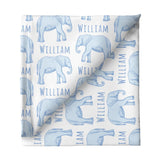 Sugar + Maple Large Stretchy Blanket - Elephant Blue - Tadpole