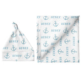 Sugar + Maple Small Blanket & Hat Set - Anchor Blue - Tadpole