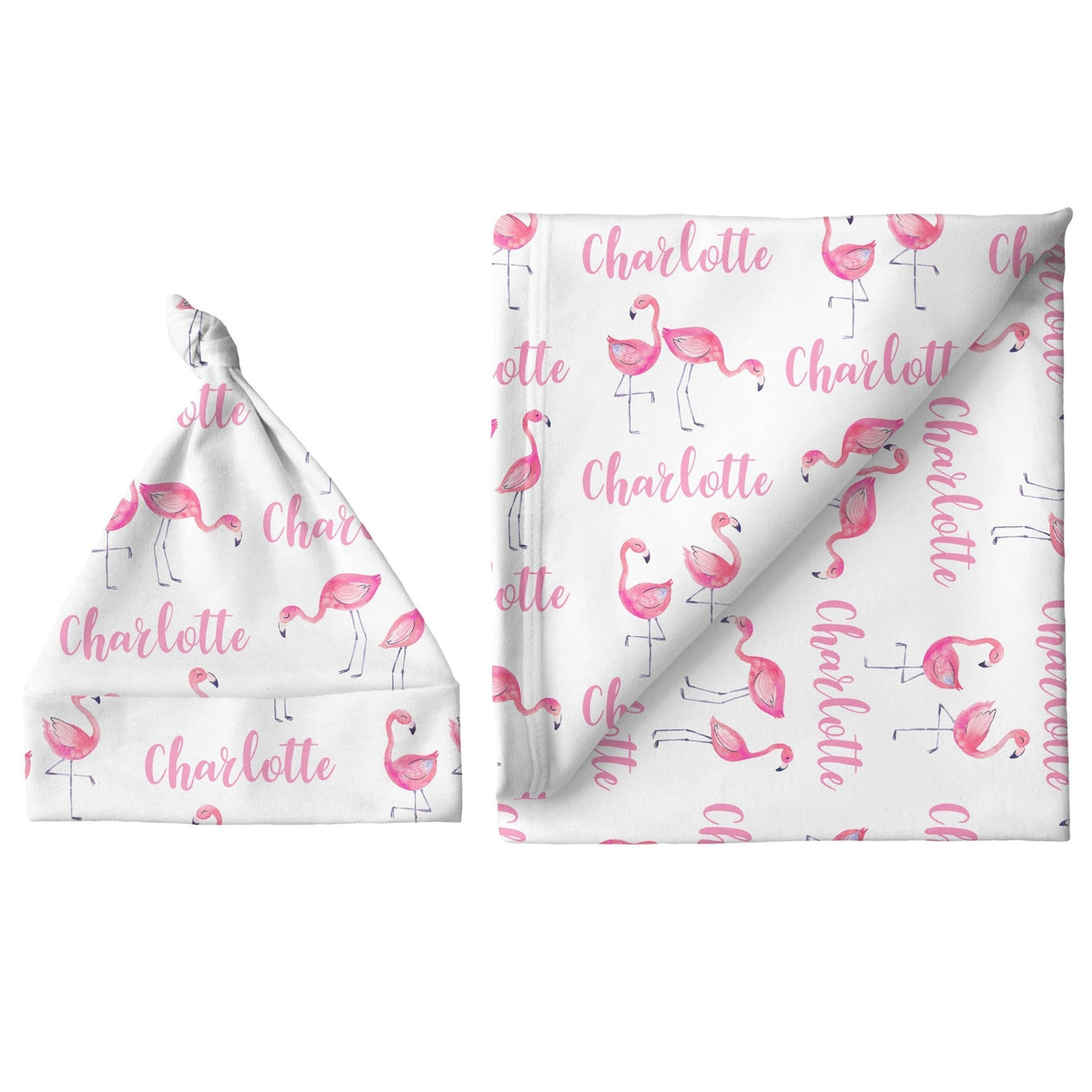 Sugar + Maple Small Blanket & Hat Set - Flamingo - Tadpole