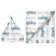 Sugar + Maple Small Blanket & Hat Set - Truck Blue - Tadpole
