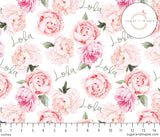 Sugar + Maple Small Stretchy Blanket - Peach Peony Blooms - Tadpole