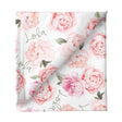 Sugar + Maple Small Stretchy Blanket - Peach Peony Blooms - Tadpole