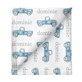 Sugar + Maple Small Stretchy Blanket - Truck Blue - Tadpole