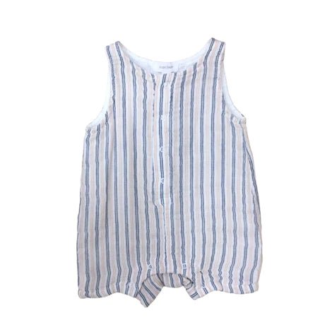 TICKING STRIPE NAVY CLAY Shortie Romper - Tadpole