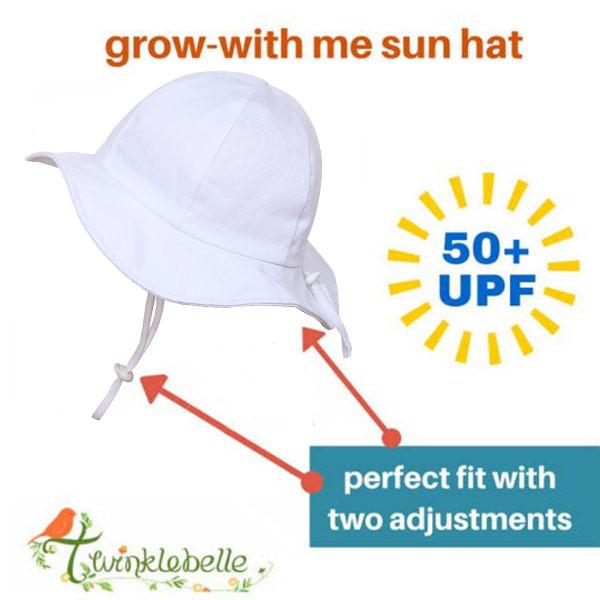 Twinklebelle Grow-With-Me Sun Hat White Waves - Tadpole