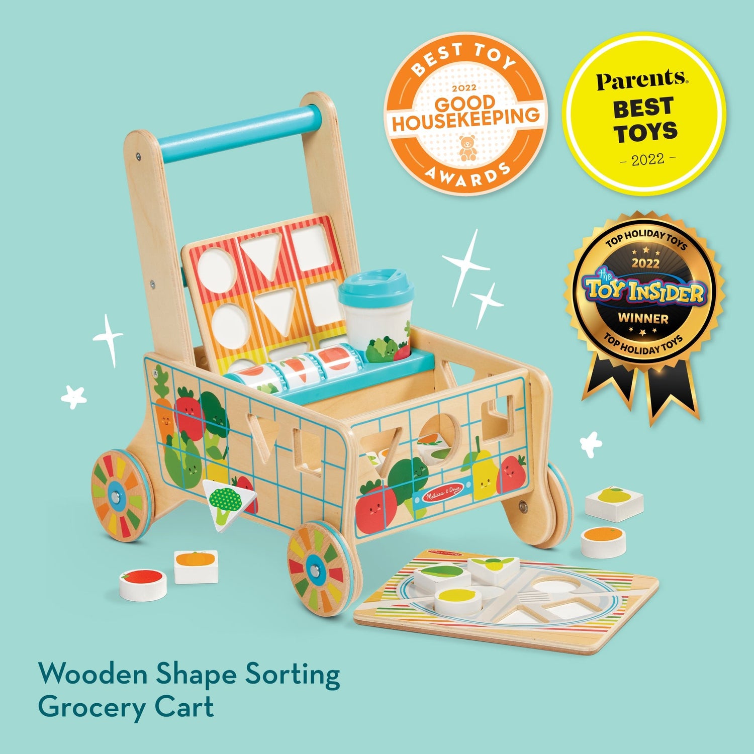 Wooden Shape Sorting Grocery Cart - Tadpole