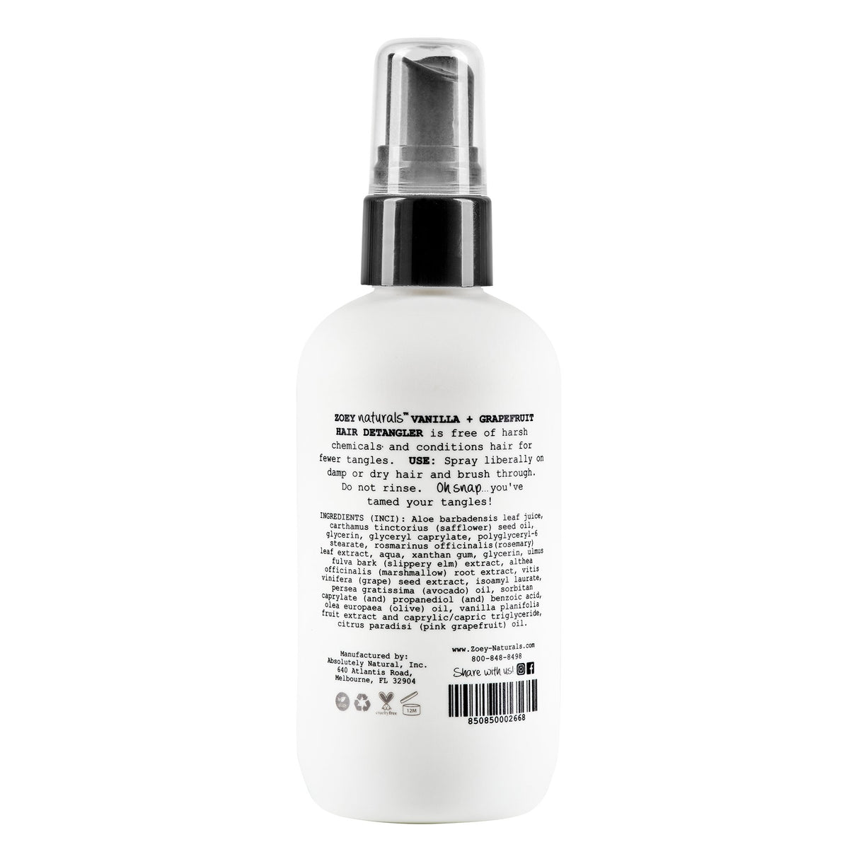 Zoey Naturals Vanilla Grapefruit Hair Detangler - Tadpole